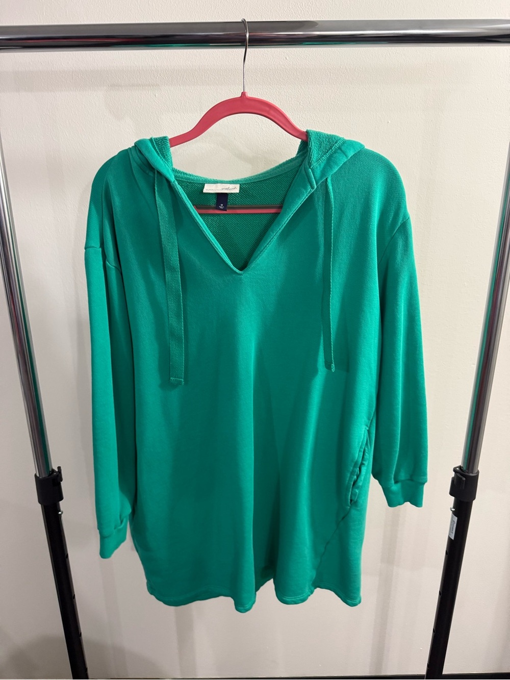 Universal Thread Teal V-Neck Hooded Tunic Sweatshirt